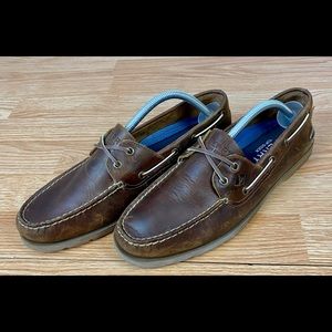SPERRY TOP SIDER Men’s 10m Leeward dark brown leather Slip On boat shoes